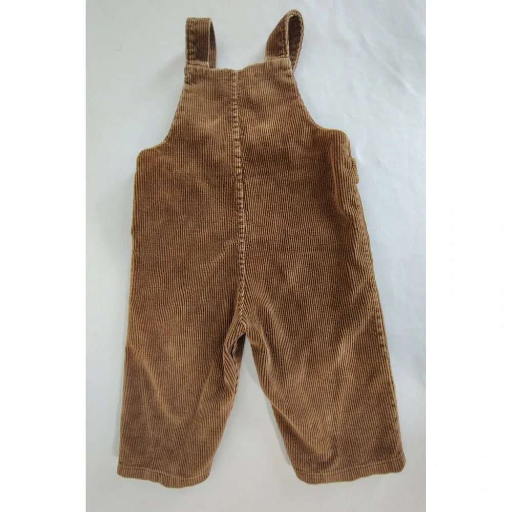 Vintage Little One's Brown Corduroy Overalls 80s 90s Size 12 Months 100% Cotton